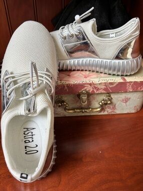 Astr White & Silver Astra 2.0 Slip-On Sneakers
